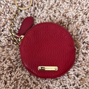 Burberry Red Textured Leather Coin Pouch